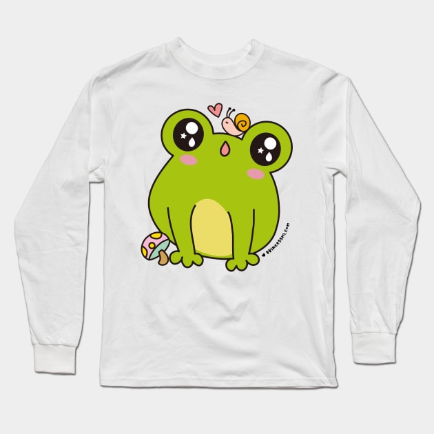 cute frog, kawaii frog cartoon Long Sleeve T-Shirt by princessmi-com